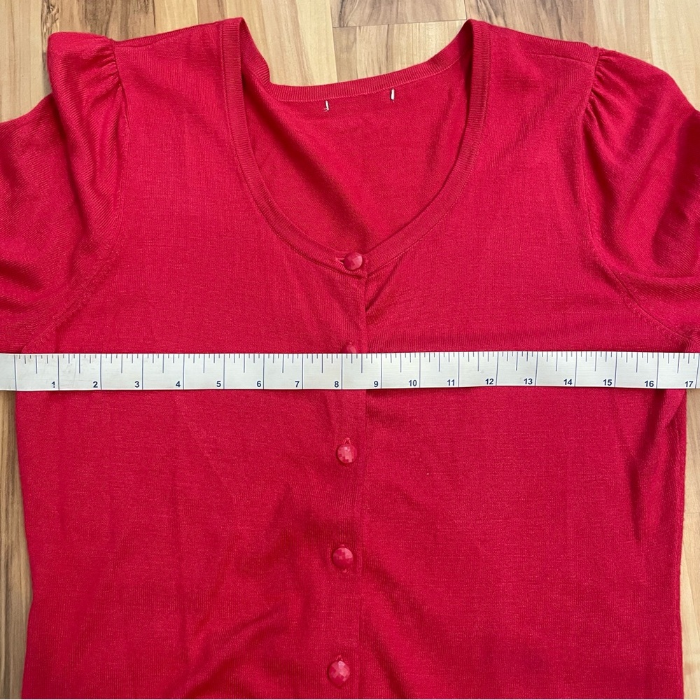Raspberry colored button down cardigan - Picture 3 of 8